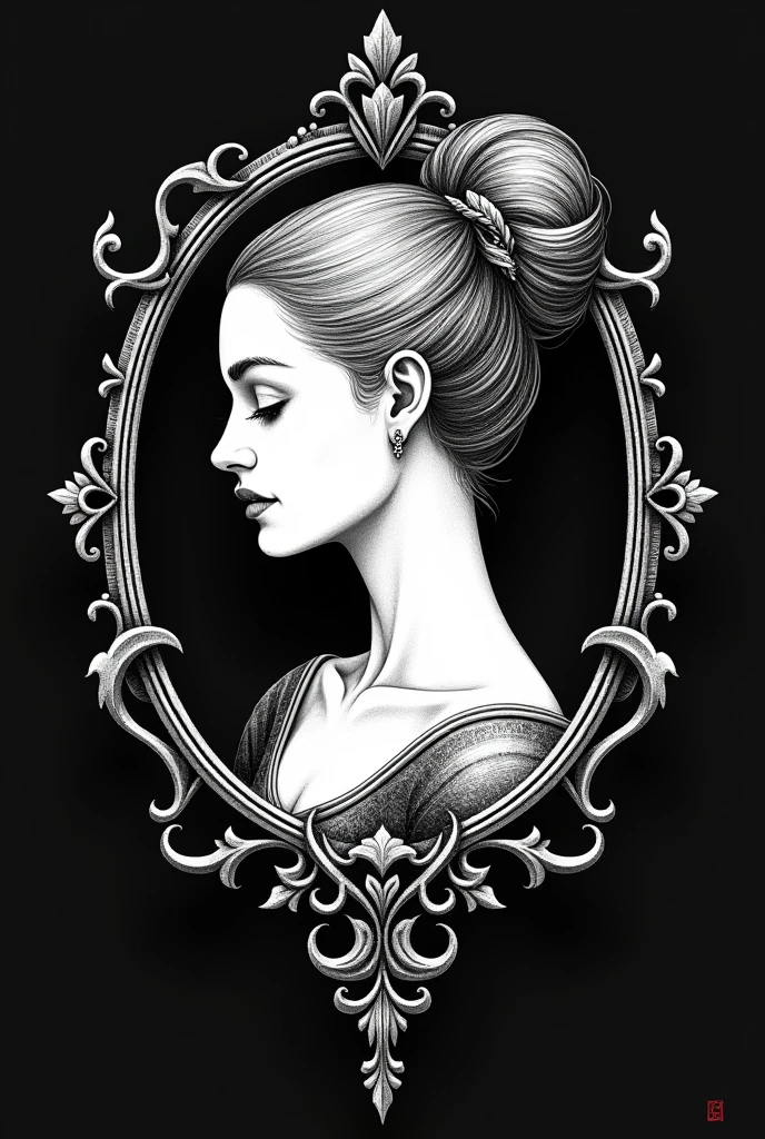 head ballet girl heraldic symbol on medieval stock vector using black as the background color and white