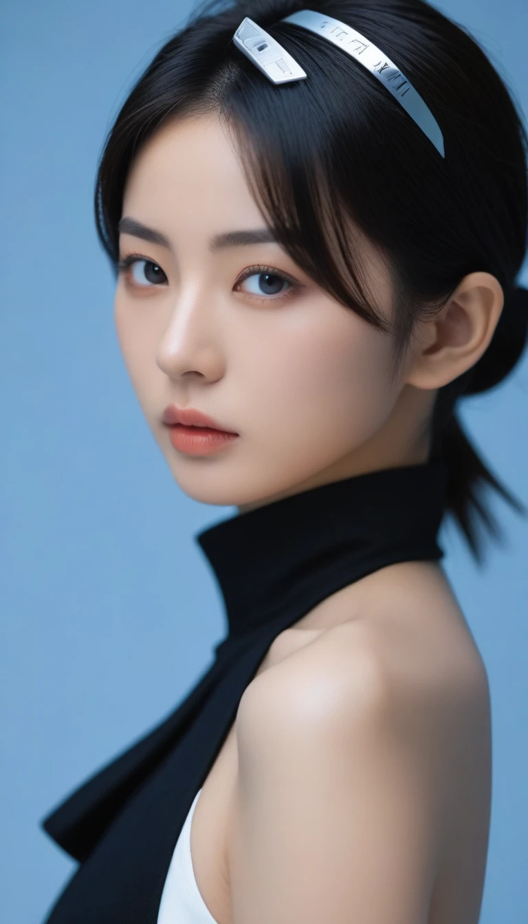 8k, Ultra-high resolution, Highest quality, masterpiece, 三分割法によるphotograph,Surreal, photograph, 1 , (:1.3), cute, cute顔, 細部までBeautiful Eyes, 細かくdetailedに,masterpiece,One Girl:1.2,Japanese women,Policewoman,upper body,glaring,Black short hair,High ponytail,ID photo,(Police officer of the future:1.3),cyber punk,Future City,white collar,((Fusion of humans and androids))(Beautiful attention to detail),Subtle details, detailedな顔,anger,Attractive eyes,(ポートレートphotograph:1.4),(Photorealistic images:1.4),Fantasy art,(Beautiful Face:1.4),美しくAttractive eyes、Beautiful Eyes,Silver residue,(Tight waist:1.4)、(Beautiful with perfect body proportions:1.4),Pink Lips,profile,(((Ideal body type))),A-cup small breasts :2,、Portraiture:2、Perfect Anatomy、鮮明なdetailed、detailed,Fashion magazine cover,Thin lips,完璧でBeautiful Face ,完璧でcute顔, Skin with attention to detail, Perfect limbs、Narrow waist,Surreal,Light and shadow,spotlight