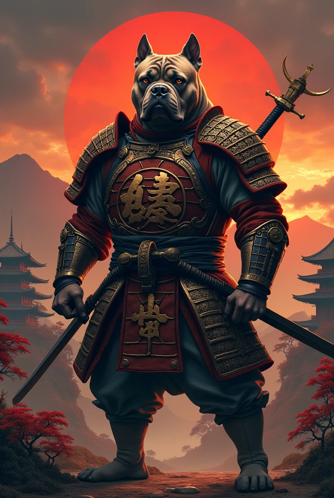 American Bully samurai achieved head