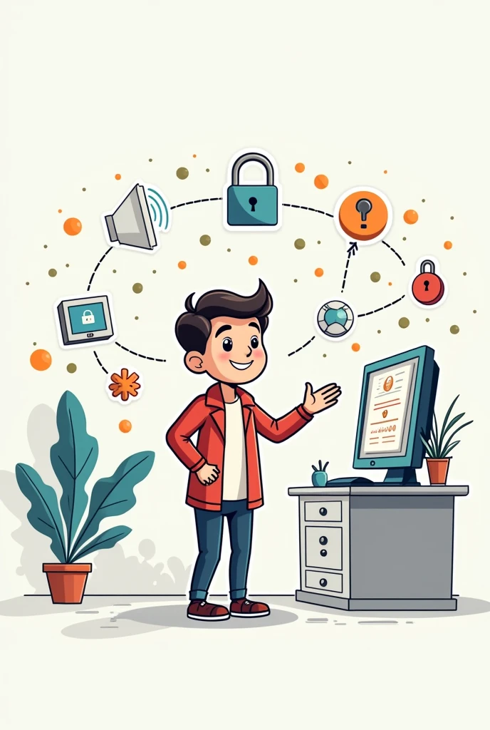 Easy animated drawing about digital security