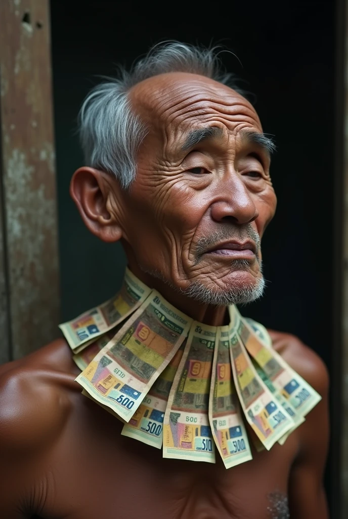 kakek sakit leher di kompres uang lima puluh ribu rupiah