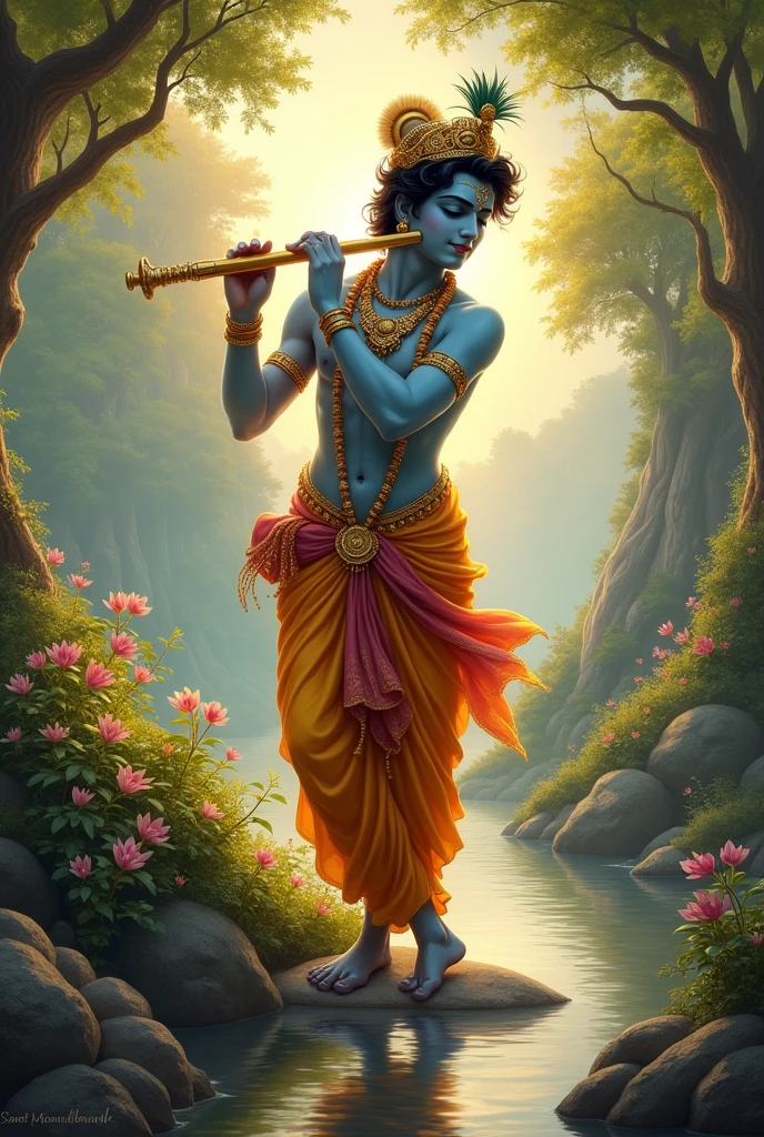Lord Krishna playing flute