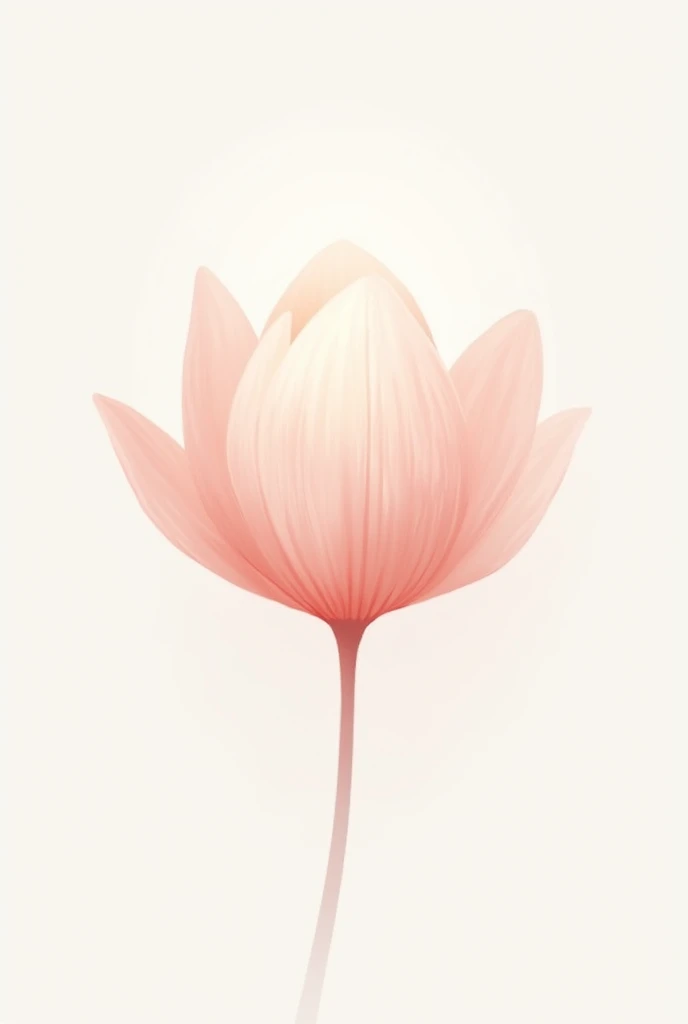 Create a flower with a subtle and minimalist design, warm colors and can be in pink tones, WITH WHITE BACKGROUND, make it not have a stem, that is open and seen from above, that has a design resembling a Japanese cherry blossom and is not realistic 