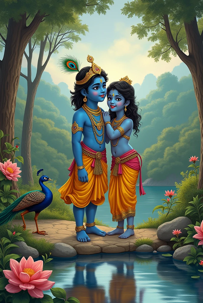Little god krishna with friend