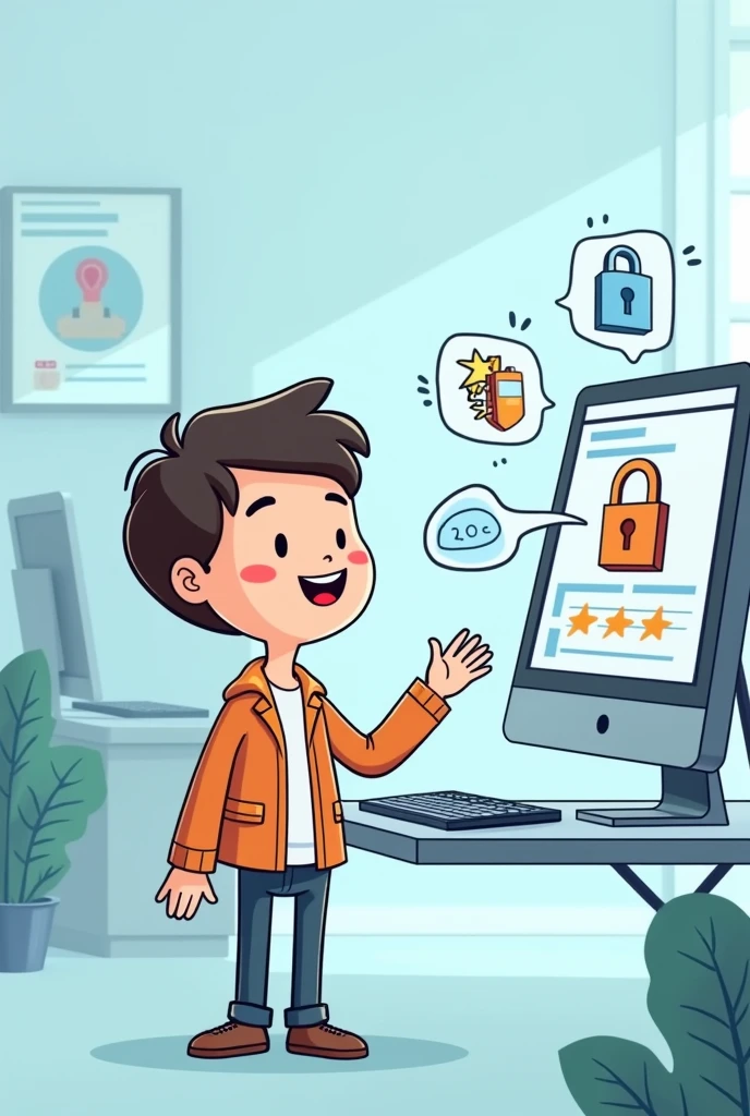 Easy animated drawing about digital security