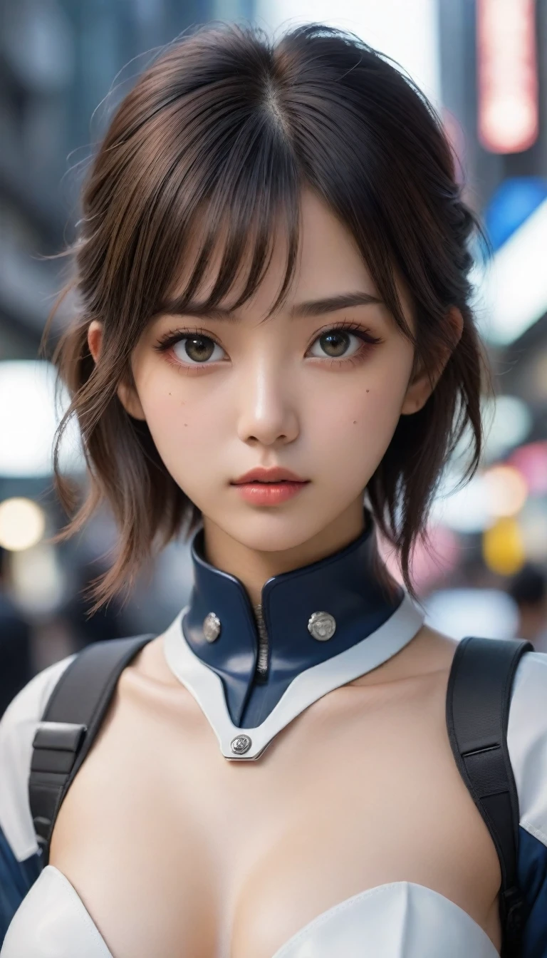 8k, Ultra-high resolution, Highest quality, masterpiece, 三分割法によるphotograph,Surreal, photograph, 1 , (:1.3), cute, cute顔, 細部までBeautiful Eyes, 細かくdetailedに,masterpiece,One Girl:1.2,Japanese women,Policewoman,upper body,glaring,Black short hair,High ponytail,ID photo,(Police officer of the future:1.3),cyber punk,Future City,white collar,((Fusion of humans and androids))(Beautiful attention to detail),Subtle details, detailedな顔,anger,Attractive eyes,(ポートレートphotograph:1.4),(Photorealistic images:1.4),Fantasy art,(Beautiful Face:1.4),美しくAttractive eyes、Beautiful Eyes,Silver residue,(Tight waist:1.4)、(Beautiful with perfect body proportions:1.4),Pink Lips,profile,(((Ideal body type))),A-cup small breasts :2,、Portraiture:2、Perfect Anatomy、鮮明なdetailed、detailed,Fashion magazine cover,Thin lips,完璧でBeautiful Face ,完璧でcute顔, Skin with attention to detail, Perfect limbs、Narrow waist,Surreal,Light and shadow,spotlight