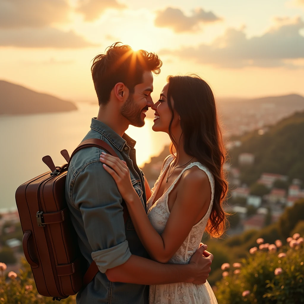 I want a photo related to love song and travel life, vivid and real