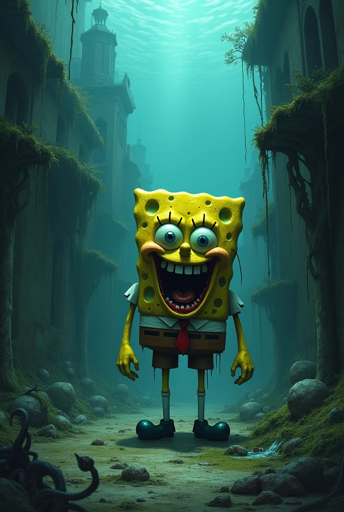 Create a dark fantasy of SpongeBob s