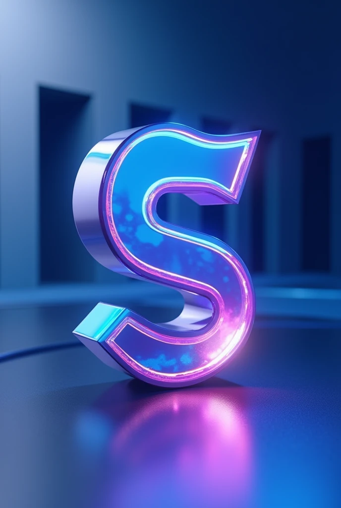 a production company logo, a stylized F letter, 3D rendered, ultradetailed, blue and violet gradient, minimalist and modern, dynamic and geometric shapes, reciprocity concept, high quality, 8k, photorealistic, cinematic lighting, glossy, metal effect, overlapping elements, clean and professional