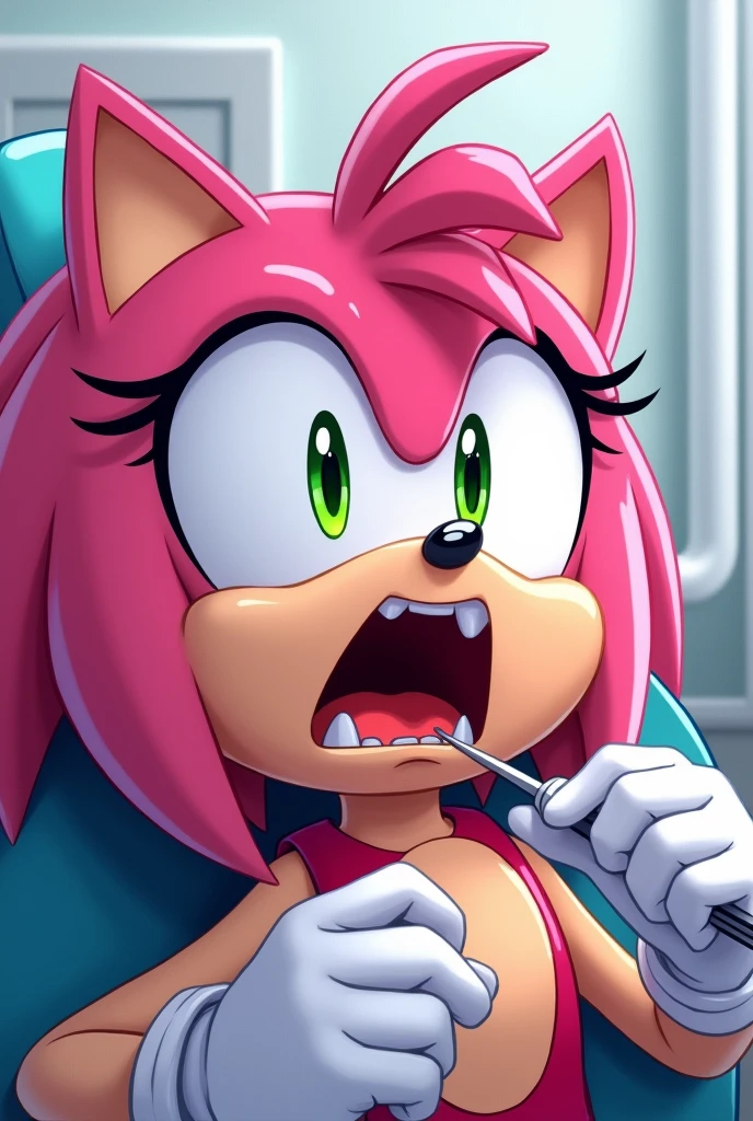 amy rose open mouth at the dentist 