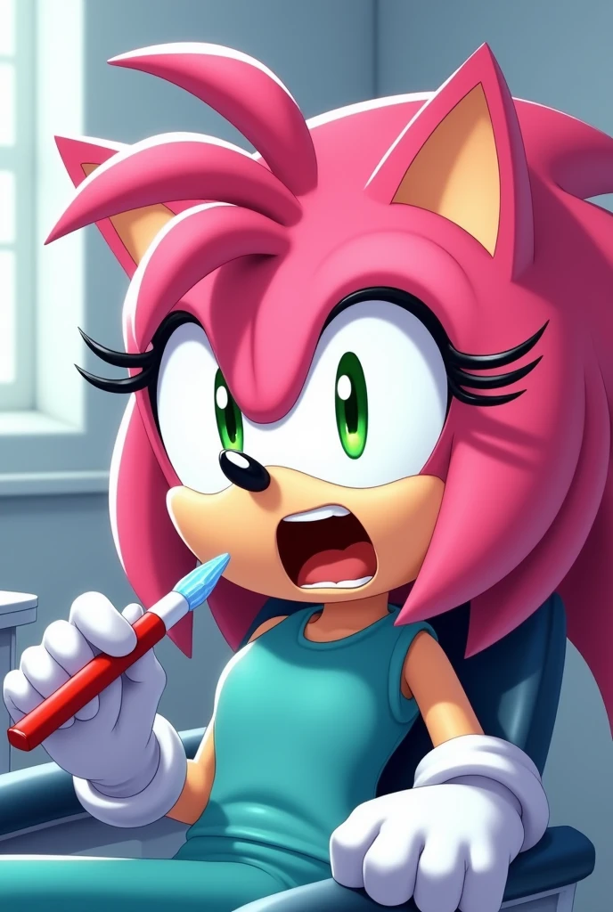 amy rose open mouth at the dentist 