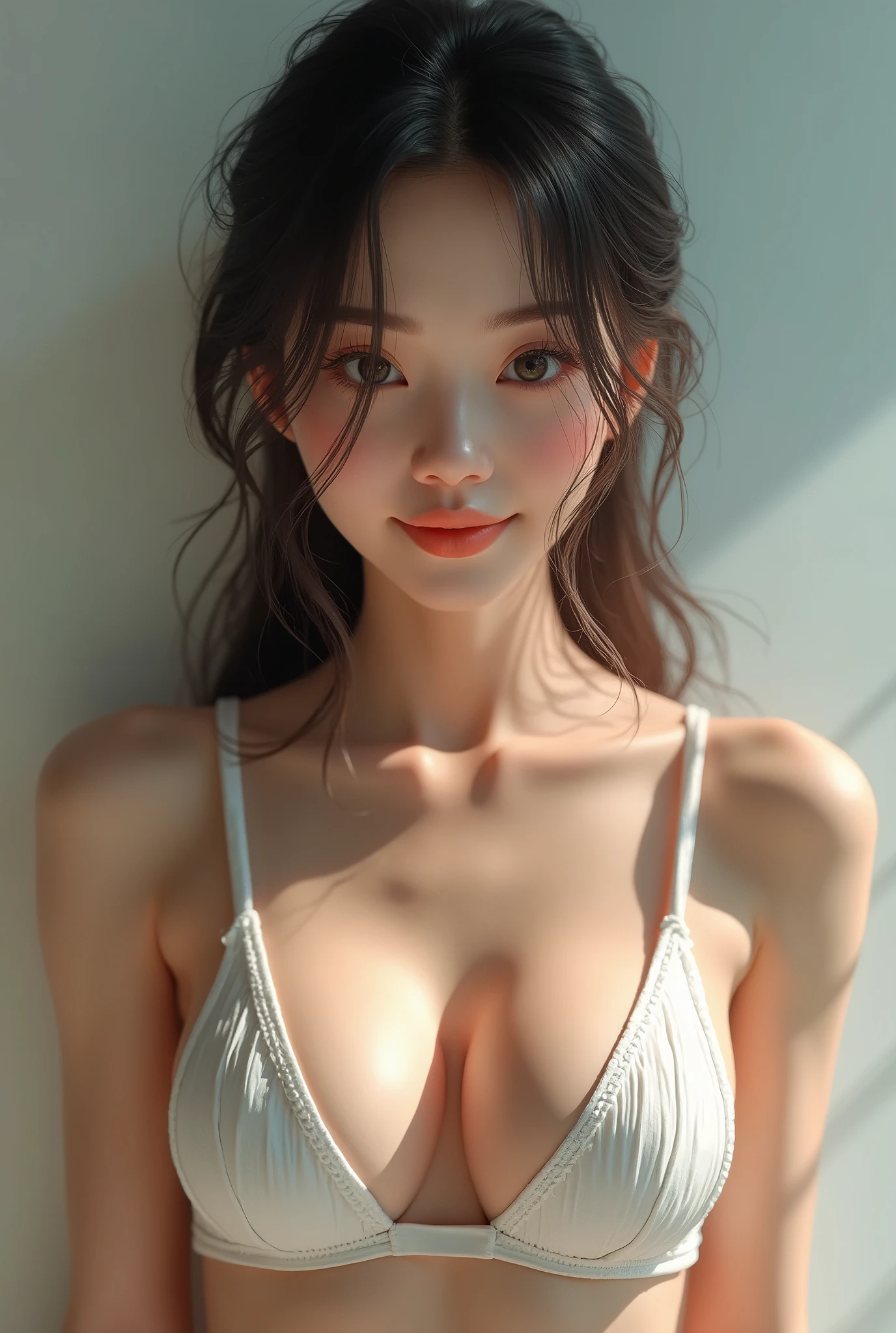 ((Best quality, 8k, Masterpiece :1.3)),slingshot swimsuit,((Best quality, 8k, Masterpiece :1.3)),slingshot swimsuit,(8K、highest quality、highest quality、masterpiece、ultra high resolution、beautiful woman with perfect figure、emphasize cleavage、carefully crafted face、beautiful fingers、beautiful hands、skin texture),beautiful double eyelids、smile, japanese,(Beautiful big breasts:1,7)