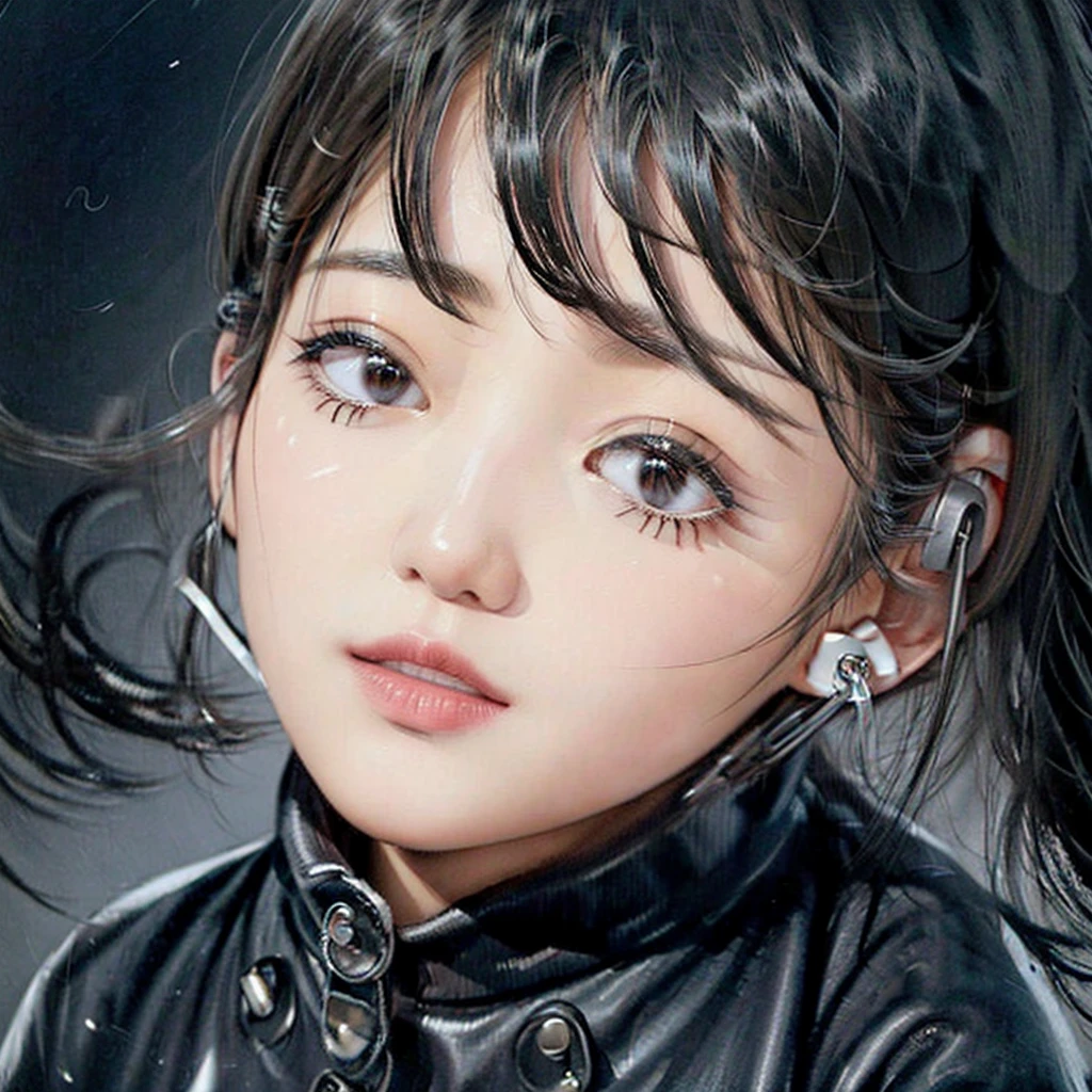 solo、首につけたearphone、earphone、Black Hair、Looking at the audience、One person、Parted lips、Jacket、A quick background、Hair between the eyes、Upper Body、Show your hand、Long sleeve、Gray background、black eye、黒いJacket、White background,solo、首につけたearphone、earphone、Black Hair、Looking at the audience、One person、Parted lips、Jacket、A quick background、Hair between the eyes、Upper Body、Show your hand、Long sleeve、Gray background、black eye、黒いJacket、White background