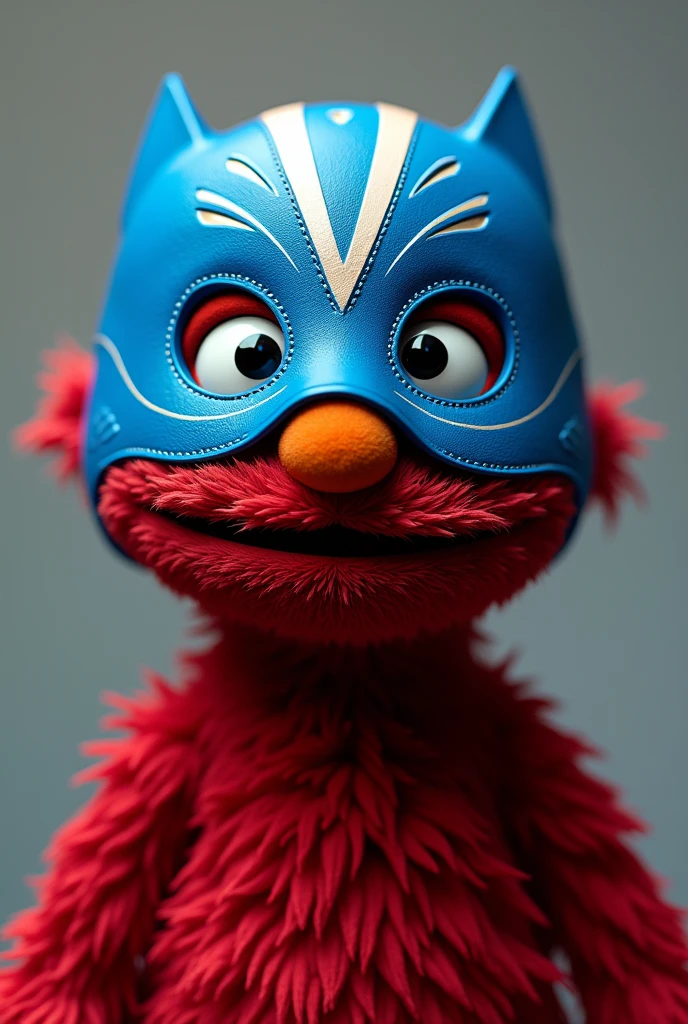 Red Elmo with blue wrestler mask