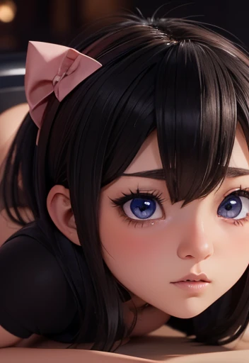 chibi, Beautiful and detailed face perfectly down and raised ass, Stunning eyes , bow facing the spectator, NSFW