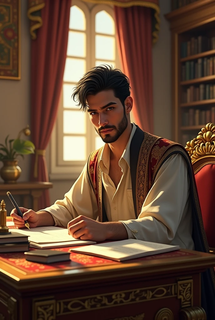 A Muslim vizier as a young and handsome secretary working