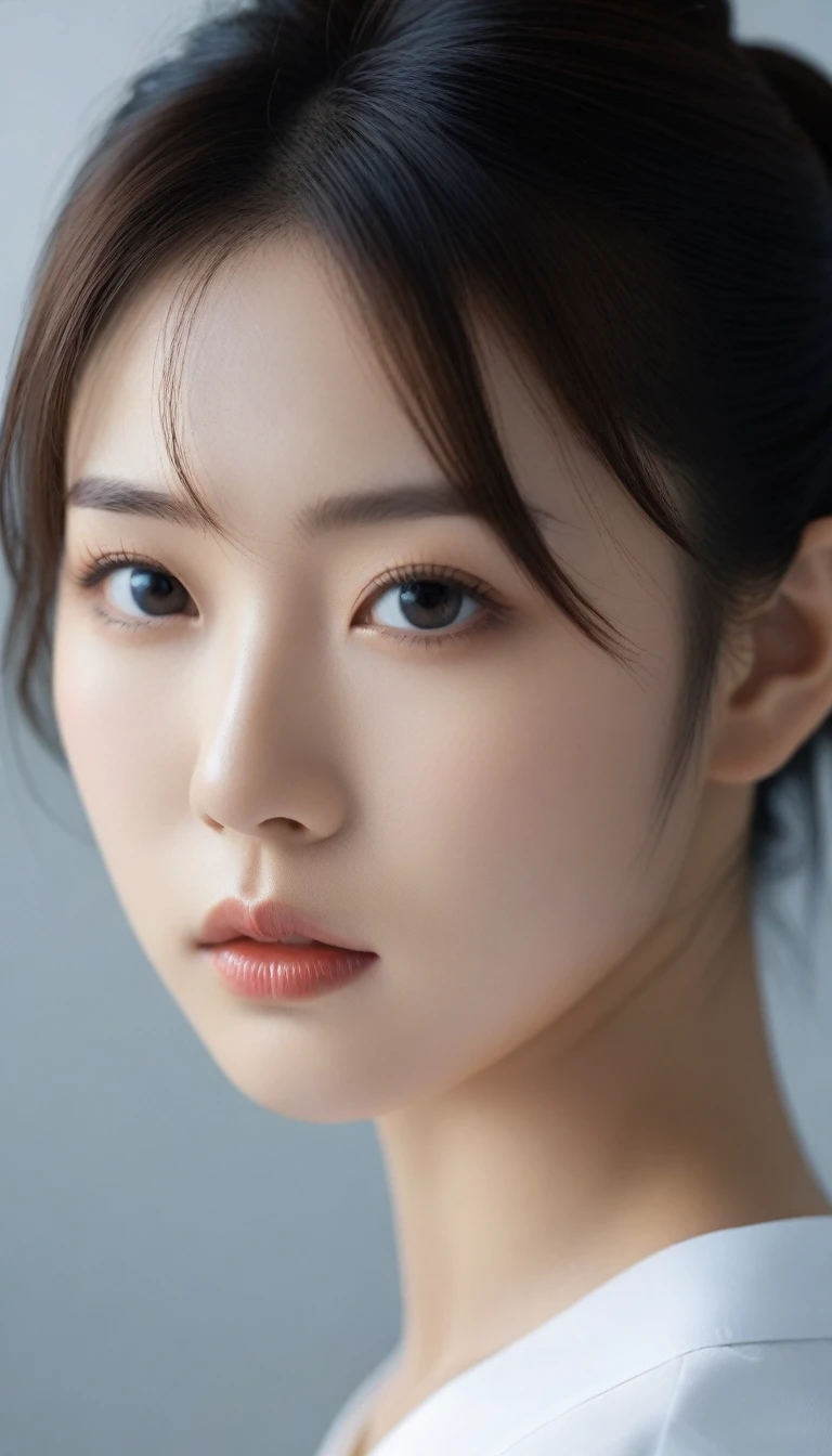 8k, Ultra-high resolution, Highest quality, masterpiece, 三分割法によるphotograph,Surreal, photograph, 1 , (:1.3), cute, cute顔, 細部までBeautiful Eyes, 細かくdetailedに,masterpiece,One Girl:1.2,Japanese women,Policewoman,upper body,glaring,Black short hair,High ponytail,ID photo,(Police officer of the future:1.3),Exhibitionist,Future City,white collar,((Fusion of humans and androids))(Beautiful attention to detail),Subtle details, detailedな顔,anger,Attractive eyes,(ポートレートphotograph:1.4),(Photorealistic images:1.4),Fantasy art,(Beautiful Face:1.4),美しくAttractive eyes、Beautiful Eyes,Silver residue,(Tight waist:1.4)、(Beautiful with perfect body proportions:1.4),Pink Lips,profile,(((Ideal body type))),A-cup small breasts :2,、Portraiture:2、Perfect Anatomy、鮮明なdetailed、detailed,Fashion magazine cover,Thin lips,完璧でBeautiful Face ,完璧でcute顔, Skin with attention to detail, Perfect limbs、Narrow waist,Surreal,Light and shadow,spotlight