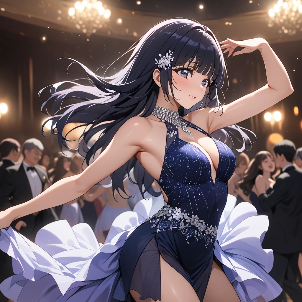 ((Highest quality)), ((masterpiece)), (detailed), （Perfect Face）、The woman is Reika Aoki with semi-long hair、Woman wears Latin dance dress in South America、The woman is dancing Latin dance passionately