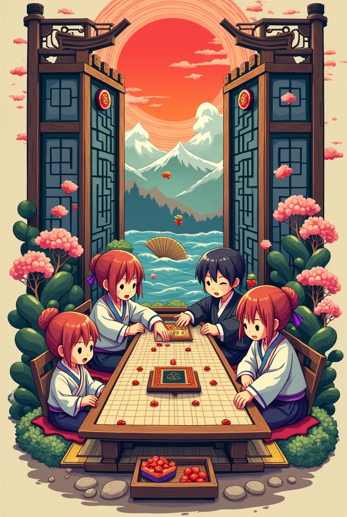 Japan themed indoor games t-shirt 
