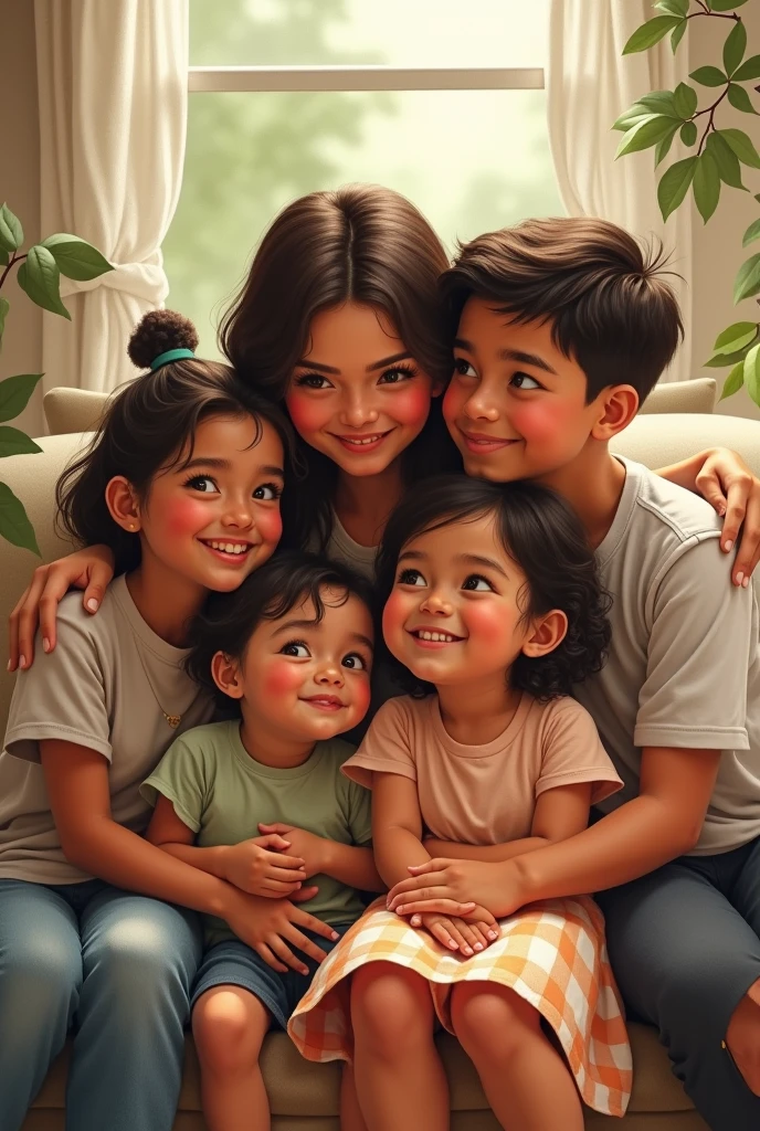 Mother,unger sister, 1 older brother, 2 younger sisters, 1 male nephew