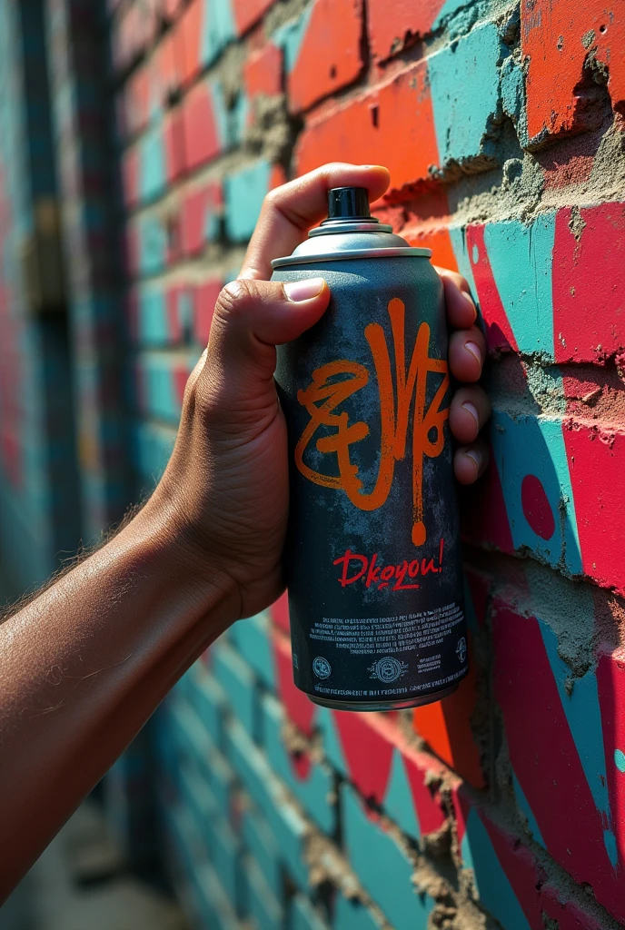 desenhe de uma forma street, a hand holding a can of paint, pinching
