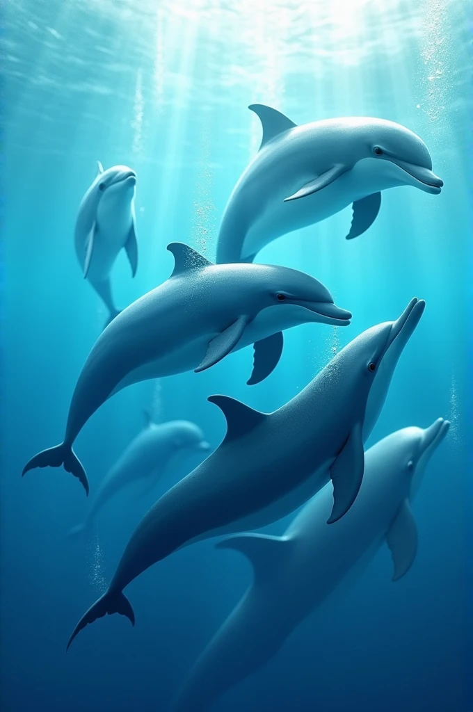 Group of dolphins swimming together