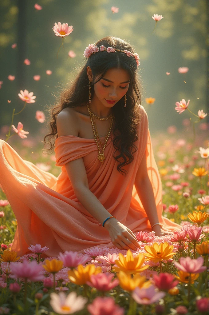 God Radha writing name in flower