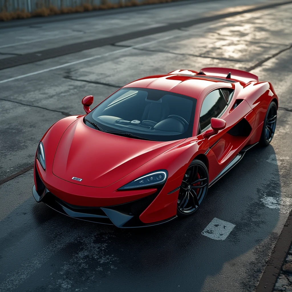 red car on asphalt with misaligned tire, ultra-realistic, 8k resolution, sharp focus