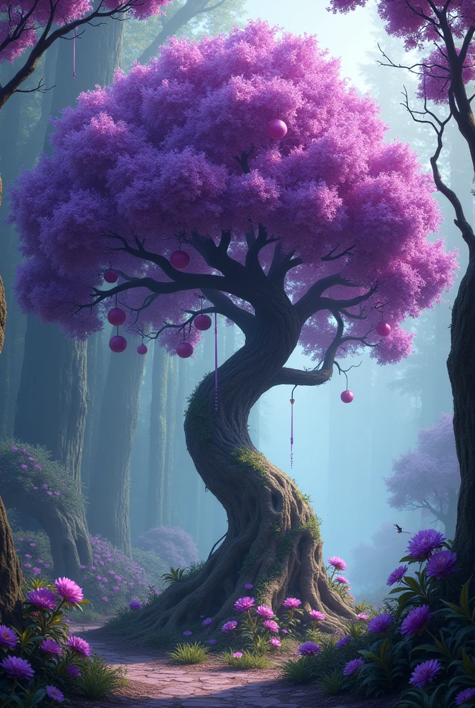 Make me a tree with purple apples