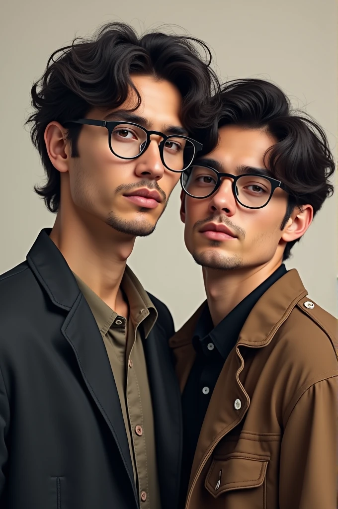 A 2 young man with glasses, dark wavy hair, 1.70 with some muscle and