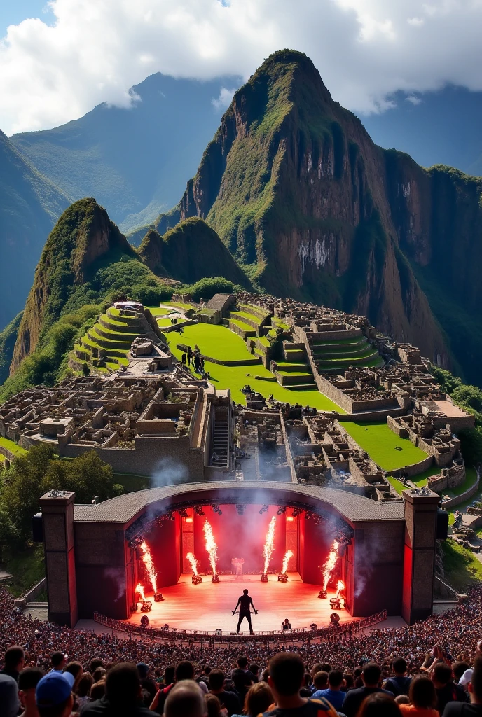 Metallica and Iron Maiden performing together at Machu Picchu