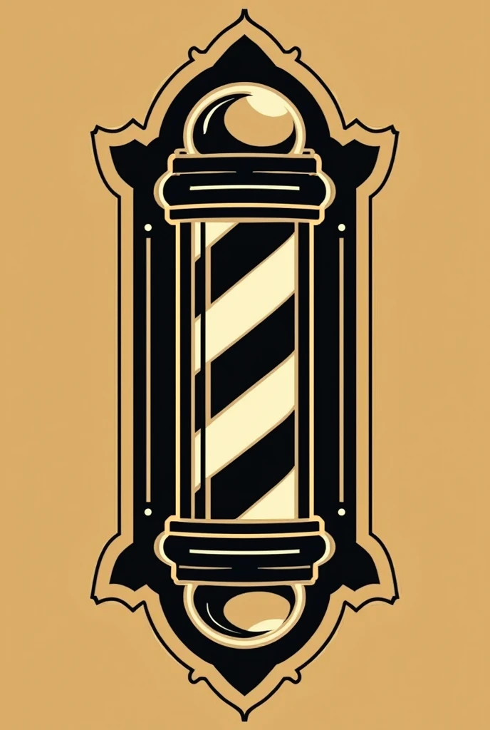 A logo, which is titled Barber Shop Kaiser, that has the golden colors, black and white