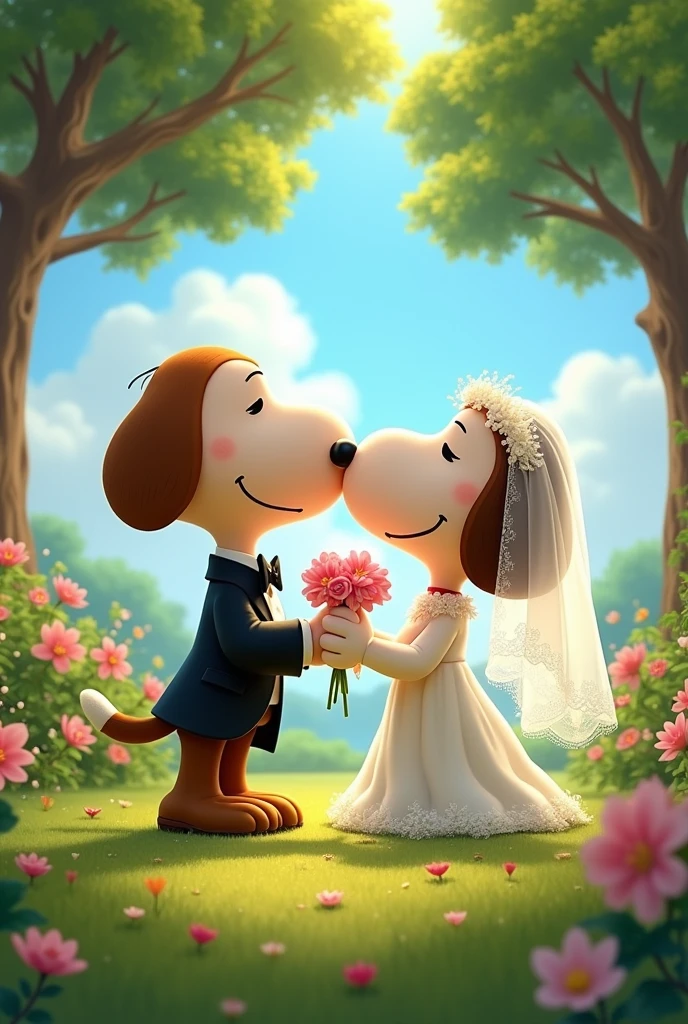 snoopy getting married with her girlfriend dog
