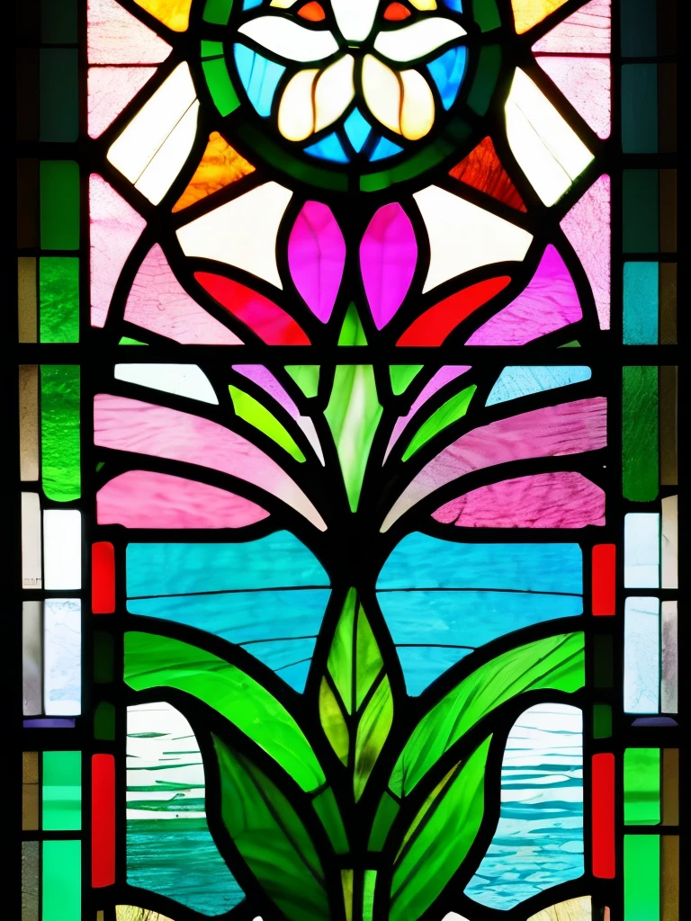 a stained glass window with pink flowers and leaves, an art deco painting by Louis Comfort Tiffany, flickr, art nouveau, stained glass!!, stained glass art, stained glass, with lotus flowers, stained glass window!!!!!, beautiful stained glass window, stain glass, stained glass style, beautiful glass work, ( art nouveau ), (art nouveau), backlit stained glass