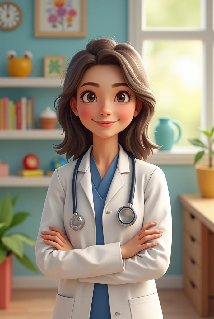 Create a shoulder length hair doctor, pediatrician