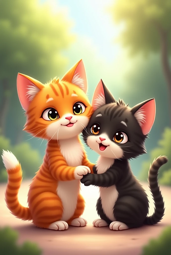 makes two orange cats, one orange with white and the other brown cat, black with white