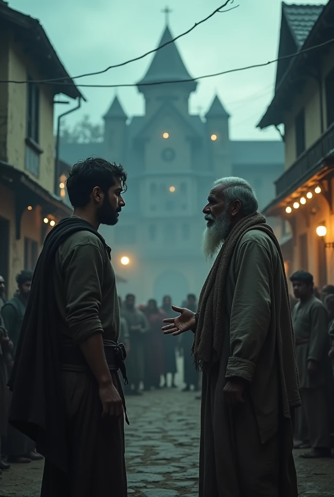 Imagine a conversation between Arjun and the village headman as they discuss the mysterious occurrences at the mansion and plan to take action."