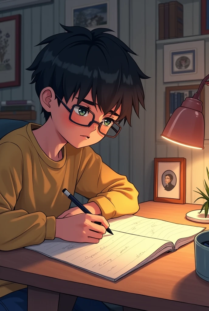 highschool boy making love letters