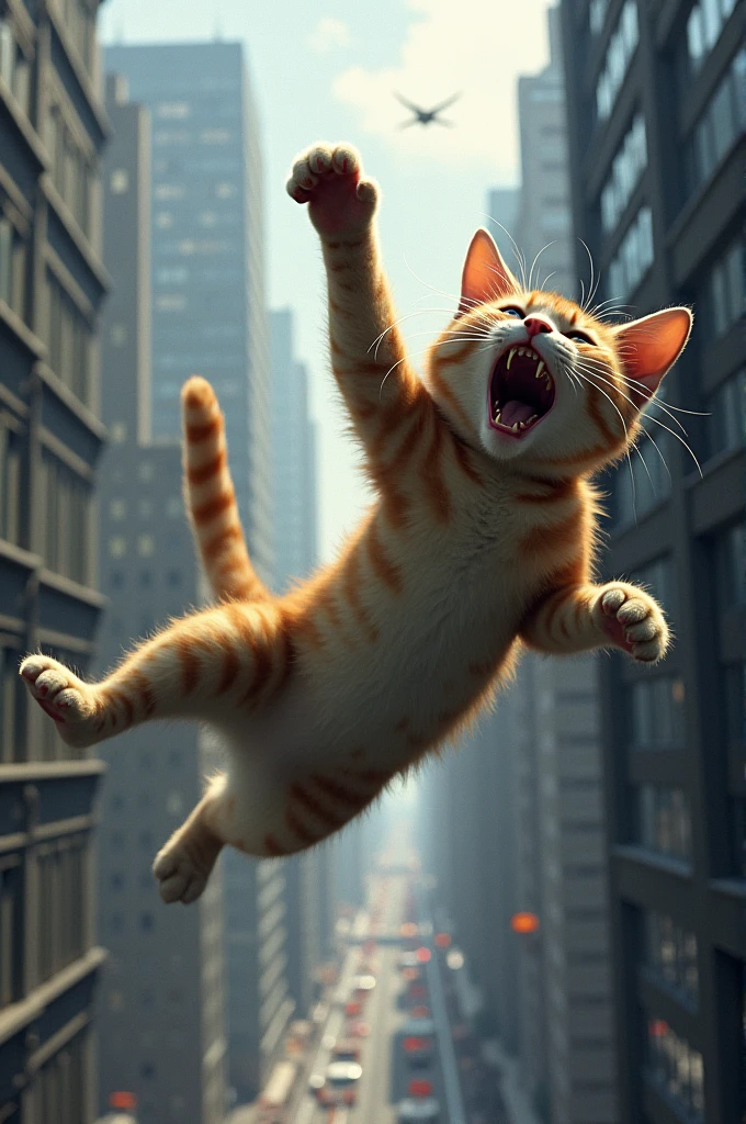 Cat falling from building crying