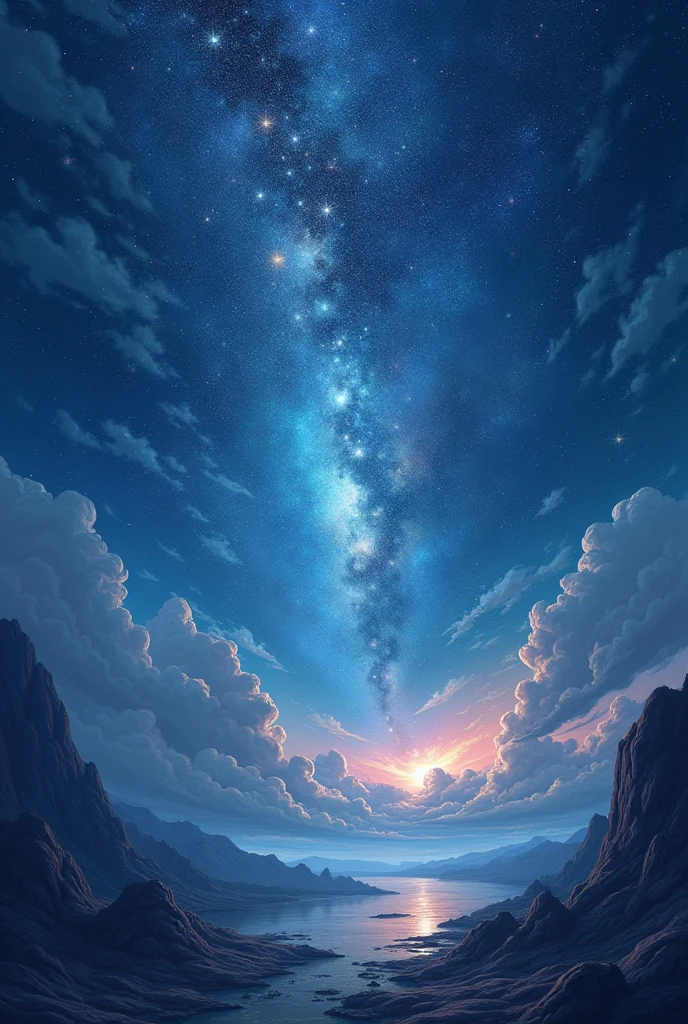 I've never seen it、Please express a dreamy, unexplored place.。The image of a sky filled with stars。