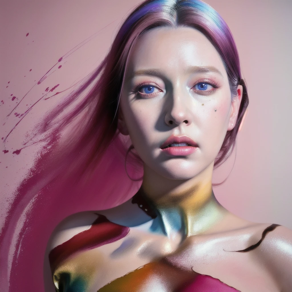 Android Beauty, Powerful paintings inspired by Francis Bacon, Ultra-realistic surrealism, Hyperrealism, fear, art, hyper real painting, Realistic illustration painting, カラフルなHyperrealism, Hyper-realistic digital art