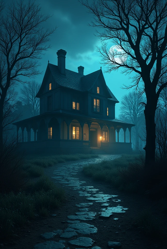 Write a descriptive passage about the night-time setting in Bilaspur village, where the silence is broken by suspicious activities in an old, abandoned mansi