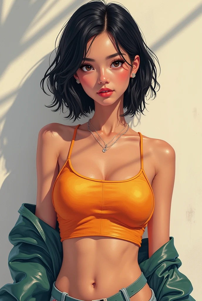 A girl wear a crop top