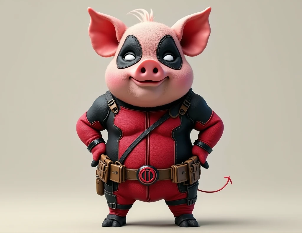 pig in deadpool suit