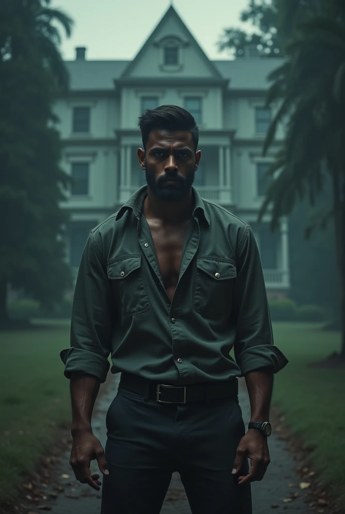 Portray Arjun's emotions as he prepares to face the dangerous gang in the mansion. What thoughts run through his mind as he takes this brave step?"