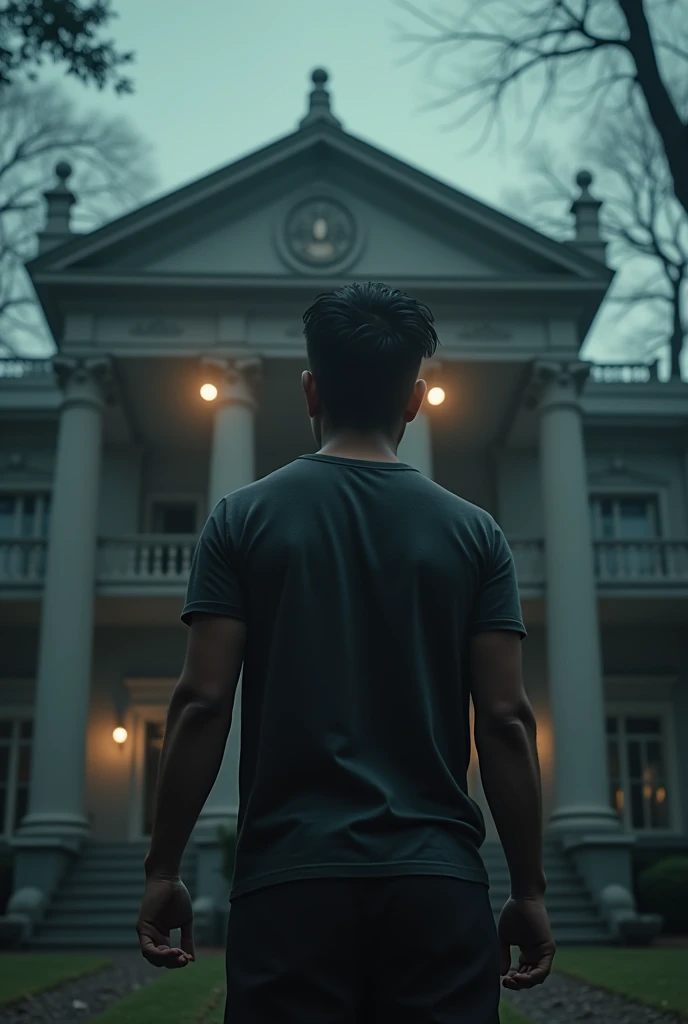 Portray Arjun's emotions as he prepares to face the dangerous gang in the mansion. What thoughts run through his mind as he takes this brave step?"