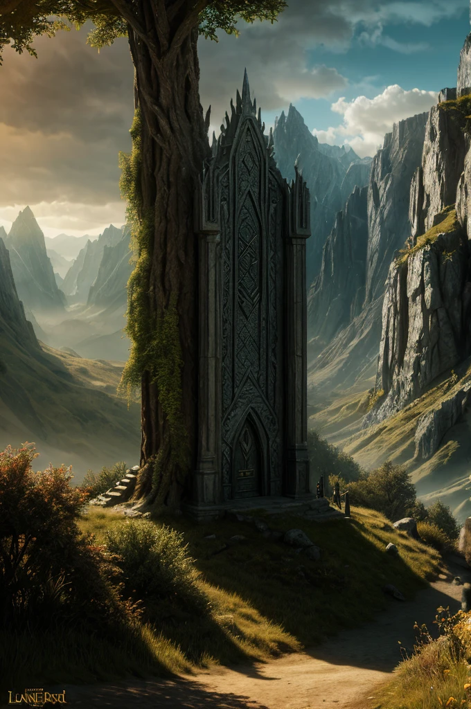 Signpost, ultra detailed fantasy, Firing, Realistic, down, Roleplaying, Lord of the Rings Game Design Fan Art with Concept Art, behance hd, Art Station, Deviant Art, Global illumination with a glowing aura Global illumination Ray tracing HDR rendering (Unreal Engine 5)