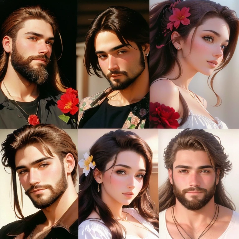 close-up of a man with a beard and a woman with a flower, many years ago, 2 0 0 4, 2004, early 2000s, early 2000s, since 2001, Late 2000s, Photos from the 2000s, aesthetics of 1999
