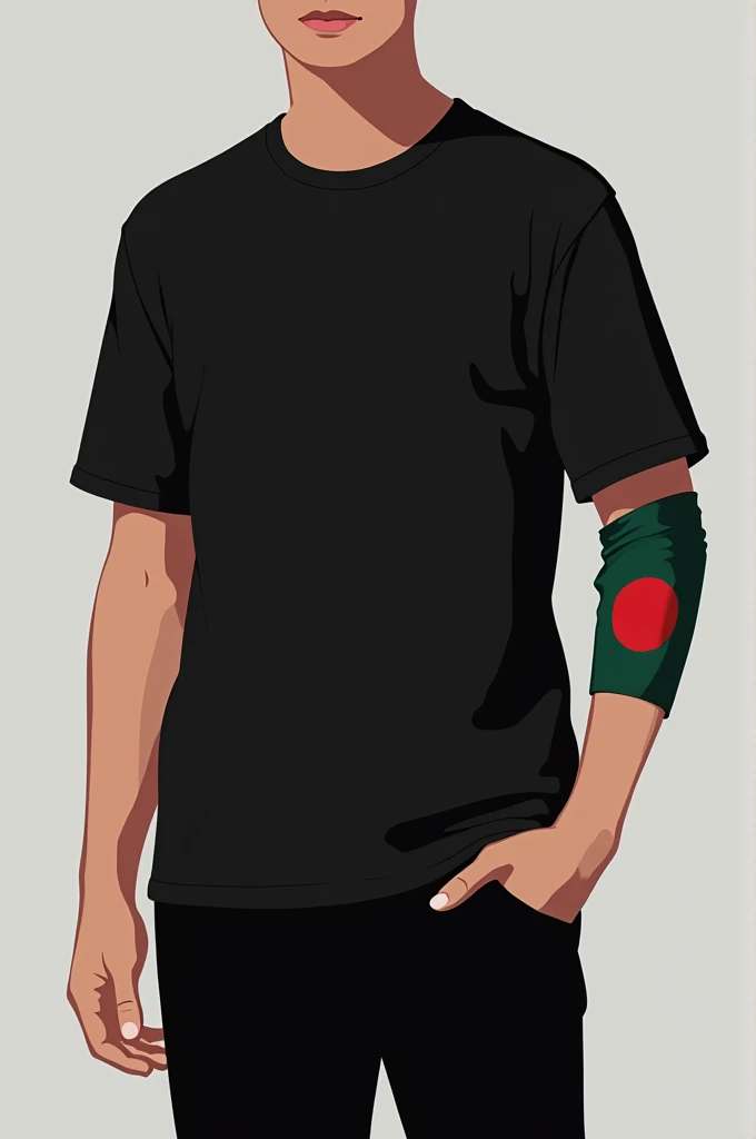 Black shirt hand band with Bangladesh flag
