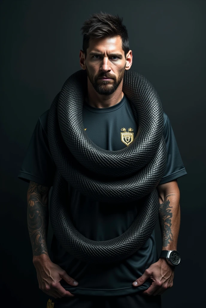 Messi with a black snake